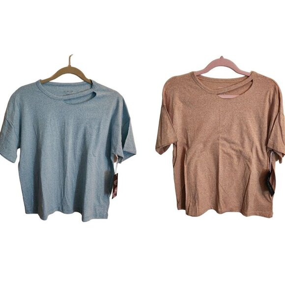 Lot of 2 Rachel Zoe NWT Cut Out Crewneck Short Sleeve Tee Shirts Size M - Picture 1 of 11